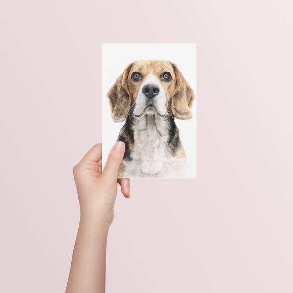 Watercolor Beagle Portrait Wall Art Print Poster, Unframed - Pet Artwork - Picture 5 of 5
